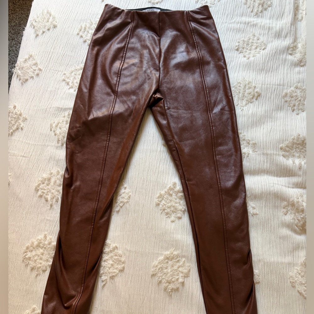 AFRM Brown Leather Pants